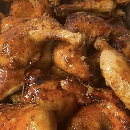 Glazed BBQ chicken quarters